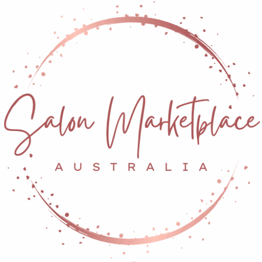 Elegant logo for Salon Marketplace Australia with rose gold circle and stylish script.